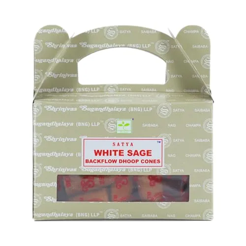 Rückfluss Räucherkegel für den Wasserfall Effekt, 24 handgerollte Kegel aus Indien für Entspannung und Meditation, auch im 3er Set (Weißer Salbei)