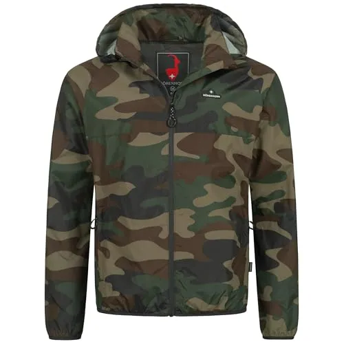 Höhenhorn Rigi Herren Regenjacke - Outdoor Rain Camo Grün Gr. M - Funktionsjacke: Atmungsaktive, wasserabweisende Regenjacke für Outdoor-Aktivitäten, die Sie bei jedem Wetter trocken und stylish hält.