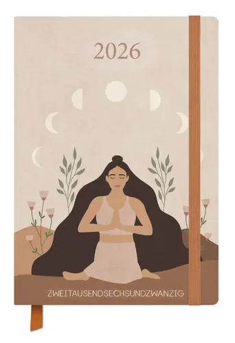 Terminkalender Jahresbegleiter Yoga 2026 - Terminkalender 13 x 18,5 cm für Yoga-Liebhaber, mit deutschem Kalendarium, Platz für Notizen und praktischem Lesezeichenband.