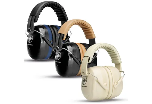 Schallwerk Kapselgehörschutz Work+, faltbar, beige, SNR 27dB - Gehörschutz für Erwachsene mit 27 dB (SNR) für optimalen Schutz und Tragekomfort. Faltbar für einfaches Verstauen, ideal für Baustellen und Arbeitsplätze mit hohem Lärm.