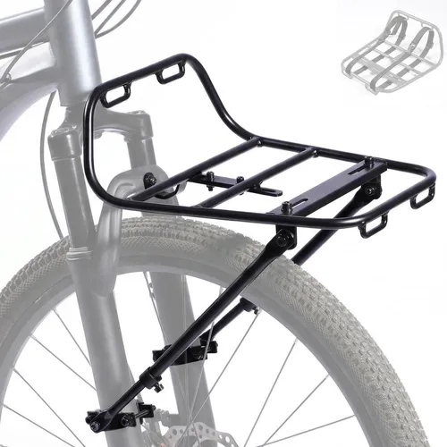 Fahrrad-Frontgepäckträger Aluminium mit Stützstreben und Gurten