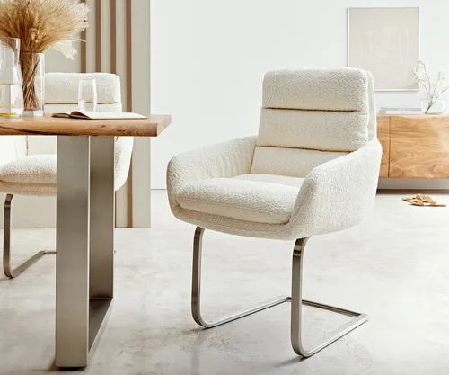 DELIFE Freischwinger Abelia-Flex mit Armlehnen in silber von Delife