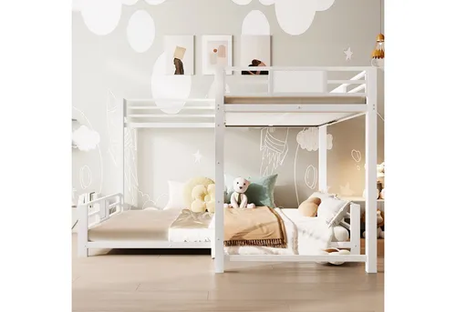 OKWISH Etagenbett Doppelbett Kinderbett (L-förmiges Metall-Etagenbett– platzsparend, 1-St., 90x200/140x200)