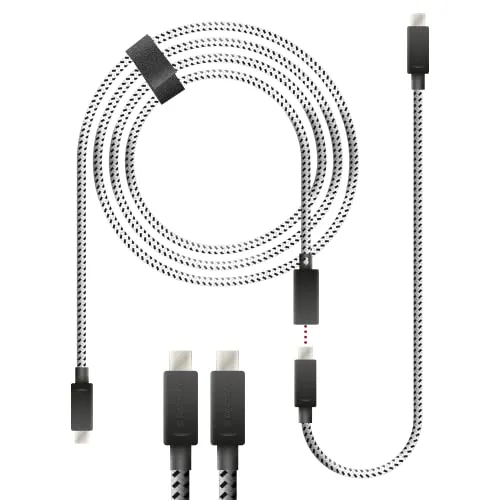Lioncast Ladekabel für PS5 | 3,5m + 0,5m Schnell-Ladekabel für Sony Playstation | Controllerkabel für Dualsense | Kabel mit Nylonmantel (Knickschutz)