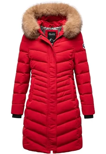 REPUBLIX Damen Gefütterte Dicke Glanz Winterjacke RJ-8015 Rot S - Elegante Damen Winterjacke von REPUBLIX – pflegeleichtes Material, wärmend und mit Kunstfellkragen für zusätzlichen Stil. Praktische Reißverschlusstaschen bieten sicheren Stauraum. Ideal für Alltag und Outdoor-Aktivitäten.