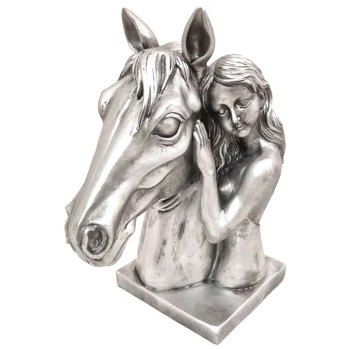 Antiksilber Pferdekopf Büste mit Mädchen von Ambiente Haus