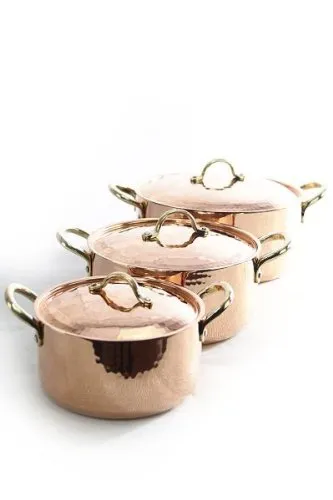 CopperGarden Kupfertöpfe 3er Set mit Deckel & Messinggriffe I Gehämmerte Kupferkochtöpfe: Ideale Wärmeleitung & -verteilung I Robuste Kupfer Töpfe mit 100% Zinn beschichtet