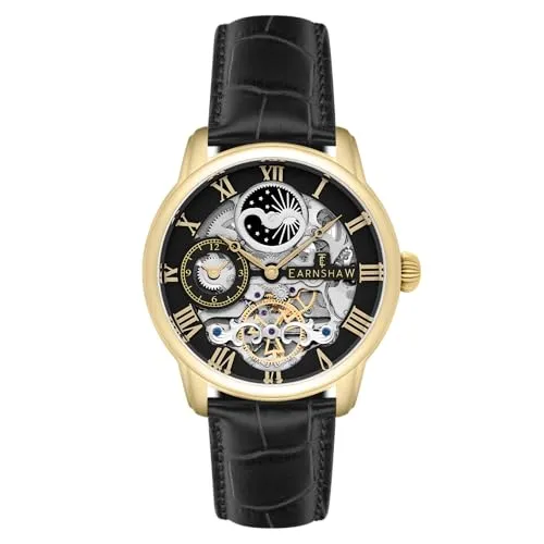 Thomas Earnshaw Herren-Armbanduhr ES-8006-05 - Armbanduhren für Herren mit Schweizer Automatikwerk, raffiniertem transparenten Zifferblatt und luxuriösem vergoldetem Edelstahlgehäuse – ein stilvolles Accessoire für jeden Anlass.