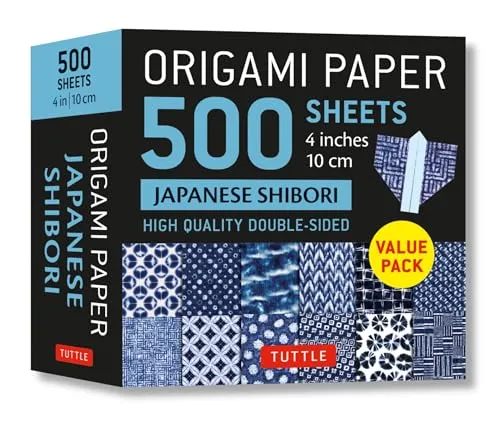 Produktbild Origami Paper 500 Sheets Japanese Shibori 4 (10 CM): Tuttle Origami Paper: Double-Sided Origami Sheets Printed with 12 Different Blue & White Patterns