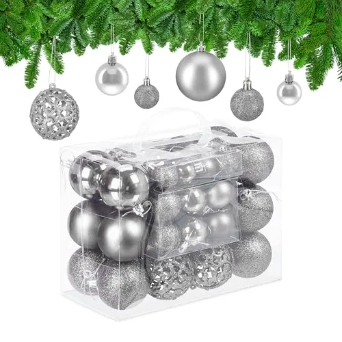 relaxdays Weihnachtsbaumkugel Weihnachtskugeln im 50er Set (50 St), silber