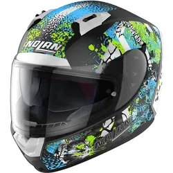 Nolan N60-6 Eufor Helm, schwarz-blau, Größe 2XS - Motorradhelm mit kratzfestem Visier und UV-Schutz, ideal für sichere Fahrten und Komfort auf der Straße.