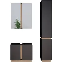 Vicco Badmöbel-Set Gloria, 3-teilig in Anthrazit/Sonoma - Elegantes Badmöbel-Set mit Hochschrank für modernen Stauraum, ideal zur stilvollen Gestaltung Ihres Badezimmers.
