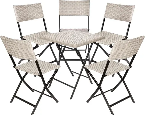 BRUBAKER Balkonset Lugano - Wetterfest und klappbar - Stylisches Balkonmöbel-Set aus wetterfestem Polyrattan mit klappbaren Stühlen und Tisch. Ideal für kleine Balkone, platzsparend und bequem für entspannte Stunden im Freien.