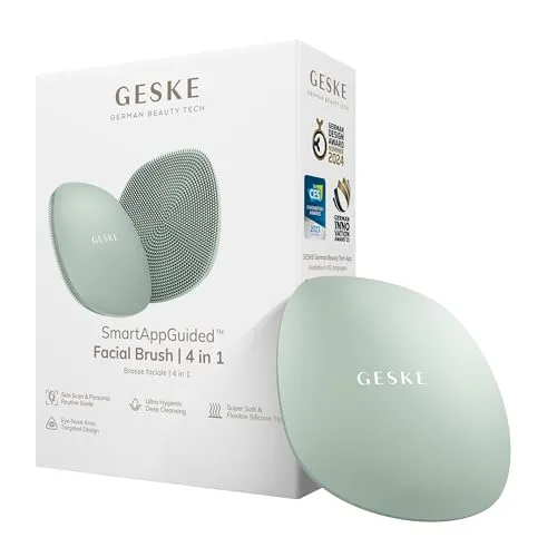 GESKE | SmartAppGuided™ Facial Brush 4 in 1 | Gesichtsreinigungsbürste | Weiche Bürste aus Silikon | professionelle Gesichtsreinigung | Gesichtsreinigungsgerät | Hautreinigung