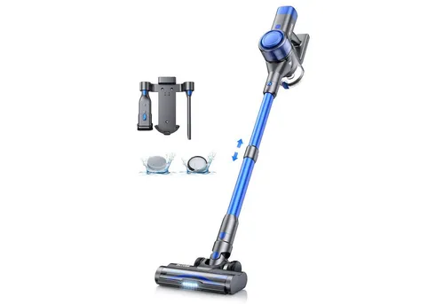 Laresar Akku-Hand-und Stielstaubsauger, Akku Staubsauger 450W/33000pa,Staubsauger Kabellos bis zu 55 Min. Laufzeit,Kabelloser Staubsauger,Touchscreen