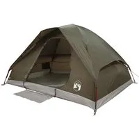vidaXL Kuppel-Campingzelt 4 Personen Braun - Wasserdichtes Kuppelzelt für 4 Personen, ideal für Outdoor-Abenteuer. Mit leichtem Aufbau, abnehmbarem Überzelt und praktischem E-Anschluss für Stromzugang.