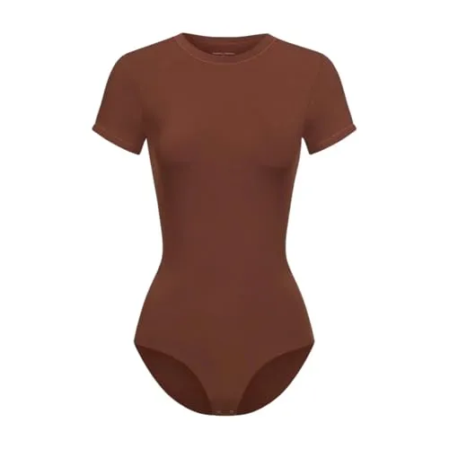 Produktbild creamy fabrics Damen Figurformender Shapewear T-Shirt Bodysuit – Nahtloser Body mit Crew Neck für perfekte Bauch- und Taillenformung
