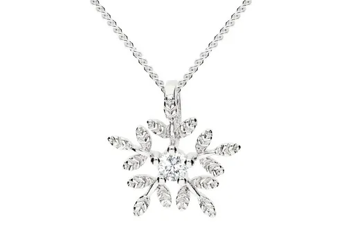 LÖB Kette mit Anhänger 925 Silber Halskette Schneeflocke Zirkonia Weihnachten Winter Anhänger (Geschenke für Frauen Beste Freundin Mutter Mama Damen zum Geburtstag Weihnachten Weihnachtsgeschenke), Silberkette Kette Snowflake Strass Glitzer Stein Blume Weihnachtsmotiv