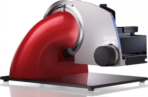 Graef Sliced Kitchen SKS 72013 Allesschneider - Rubinrot - Allesschneider für präzise 0-20 mm Schnitte, mit intelligenter LED-Beleuchtung für mehr Sicherheit und einem leisen, wartungsfreien 170-Watt-Motor. Ideal für feine Schneideergebnisse!