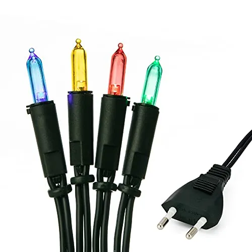 hellum Pisello LED Lichterkette innen bunt, 20 Lichter Kabel grün Fenster