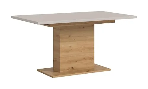xonox.home Esstisch Motion Artisan Eiche Nachbildung / Kaschmir Nachbildung – Ausziehbar 150-190 cm - Moderner Esstisch in Kaschmir und Artisan Eiche Nachbildung, ideal für Esszimmer. Ausziehbar von 150 cm auf 190 cm, bietet er großzügigen Platz und ein trendiges Säulen-Fußgestell für hohen Komfort und Langlebigkeit.