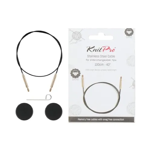 KnitPro - KnitPro The Mindful Collection Edelstahl Schwarz/Gold Fest Austauschbar Kabel für 100cm Nadel - 1 Stück