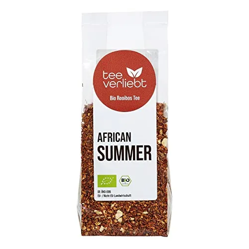 teeverliebt - Bio Rooibos-Tee African Summer 100 g I loser Bio Rotbuschtee I Exotischer Geschmack nach Orange & Mango I Aus kontrolliert biologischem Anbau I 100g
