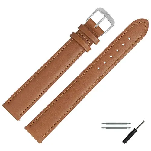 MARBURGER Uhrenarmband 18mm Leder Braun Silber - Extra Langes Armband mit Montage Set - Hochwertiges Uhrenarmband aus Rindsleder, extra lang für komfortable Passform. Inklusive Zubehör für einfachen Wechsel. Ideal für Uhren mit 18mm Anstoßbreite. Qualität seit 1945.