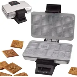 Zimtwaffeleisen mit Keramik | Thermostat | 1000 Watt | Edelstahl | Bluzus - Schwarz/Silber