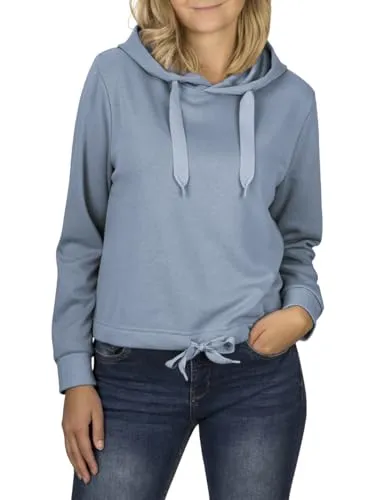 DENIMFY Hoodie Damen Kurz Regular Fit DFHanna Crop Kapuzenpullover Pullover Sweatshirt Oberteil Kapuze Blau M, Größe:M, Farben:Morning Fog Blue (59317)