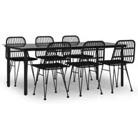 vidaXL 7-tlg. Garten-Essgruppe Schwarz Poly Rattan - Gartenmöbel-Set aus langlebigem und pflegeleichtem Poly Rattan, mit robustem Stahlrahmen für hohe Stabilität und Komfort. Perfekt für gesellige Stunden im Freien.