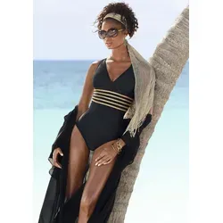 Lascana Elodie Badeanzug in 38C Black Gold - Eleganter Badeanzug für Damen, mit einem schmeichelhaften Schnitt und hochwertigem Material für perfekten Tragekomfort am Strand.