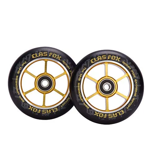 CLAS FOX Pro Stunt Scooter Rollen Roller Räder Wheels 100mm EIN Paar mit ABEC-9 Kugellager CNC Metallkern
