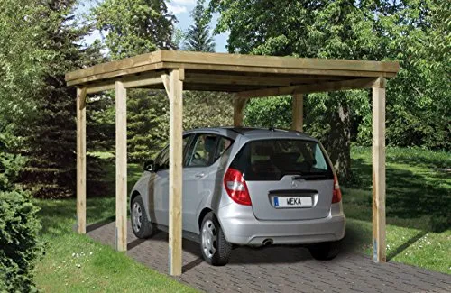 weka Flachdach-Einzelcarport 617 Gr.1 mit PVC-Dach - Gartenhäuser, Geräteschuppen & Carports – Robuster Carport mit langlebigem PVC-Dach, ideal für optimalen Wetterschutz Ihres Fahrzeugs.