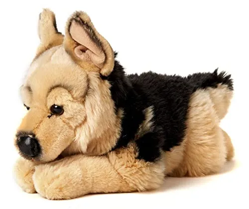 Uni-Toys Kuscheltier Deutscher Schäferhund - Plüsch-Hund, 37 cm lang, aus 100 % recyceltem Füllmaterial und waschbar bis 30 °C