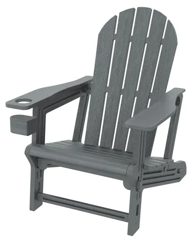Ml-design Adirondack Loungestuhl mit Getränkehalter, Grau – Wetterfester Gartenstuhl aus Kunststoff - Der Adirondack Loungestuhl überzeugt mit klassischem Design und moderner Holzoptik. Robustes HDPE-Material sorgt für Langlebigkeit. Werkzeuglose Montage und integrierte Getränkehalterung bieten zusätzlichen Komfort im Garten oder auf der Terrasse.