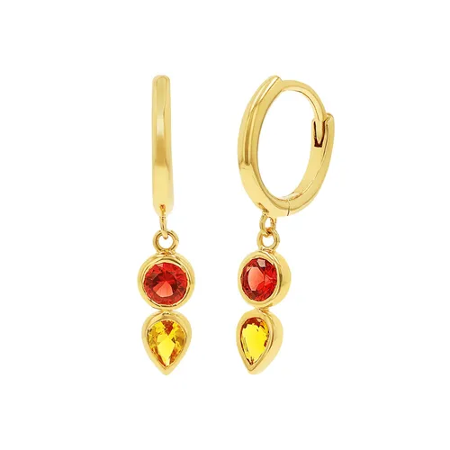 s.Oliver Creolen 2038832 mit Zirkonia - Elegante Ohrringe aus 925er Sterlingsilber, vergoldet und mit funkelndem Zirkonia in Rot-Gelb. Perfekt für modische Akzente und hochwertige Qualität.