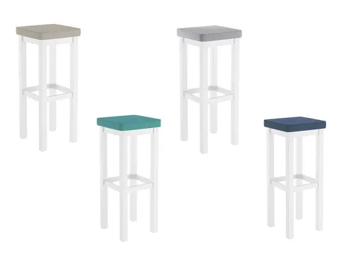 ERST-HOLZ Arbeitshocker Klassischer Barhocker Verschiedene Polsterfarben Kiefer Weiß