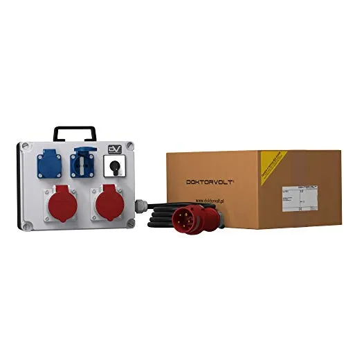 Doktorvolt Stromverteiler 2x 230V 16A & 2x 400V 16A CEE - Verteilerkästen für Baustellen und Industrie, mobil und robust mit IP44 Schutz, ideal für sichere Stromversorgung unterwegs.
