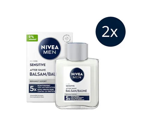 Nivea Men After Shave Lotion Sensitive After Shave Balsam 2 x 100ml, 2-tlg.