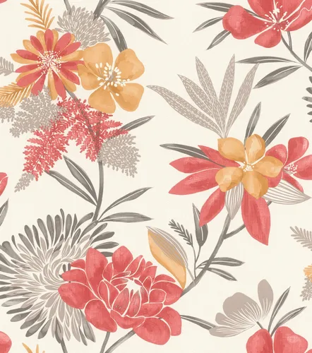 Rasch Vliestapete Beltesto Rot Botanical 794243 - Moderne Vliestapete in rotem Blumen-Design, ideal für jedes Zimmer. Einfaches Anbringen durch Einkleistern und andrücken, mit einer Abdeckung von 5,33 m².