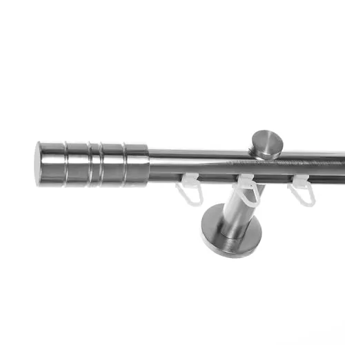 BASIT Innenlauf Gardinenstange 1 läufig Wandmontage 240 cm lang Edelstahl Optik I Vorhangstange mit Schiene 1läufig Ø20mm I 120-600 cm wählbar H30