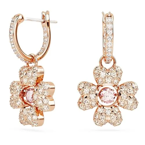 Orecchini pendenti Idyllia Quadrifoglio, Bianchi in pink von Swarovski