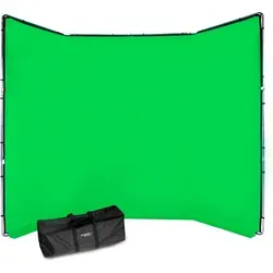 Manfrotto Chroma Key FX Hintergrund-Kit, Grün 4 x 2,9 m - Hintergründe für Fotostudios - Tragbares und einfach aufzubauendes Greenscreen-Kit mit 4m Breite und 2,9m Höhe, ideal für kreative Aufnahmen. In nur 10 Minuten einsatzbereit!