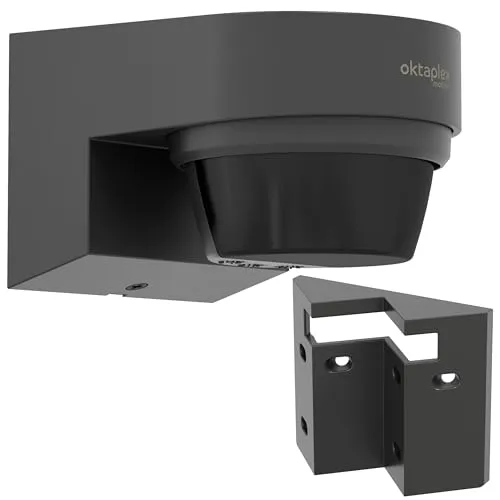 Oktaplex Eva Bewegungsmelder Aussen 12m / 240° mit Eckwandhalterung Infrarot Bewegungssensor Aufputz IP65 Motion Sensor anthrazit