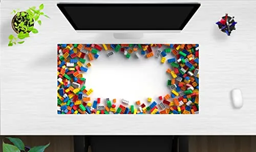 Schreibtischunterlage für Kinder – Legoteile – Schreibunterlage aus Premium Vinyl – Made in Germany (80 x 40 cm)