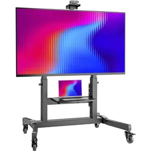 ONKRON TV Ständer rollbar für 50-100 Zoll TVs - TV-Halterungen für bis zu 120 kg, höhenverstellbar und neigbar, ideal für Präsentationen und Videokonferenzen. Inklusive Kabelmanagement und stabiler Ablage.