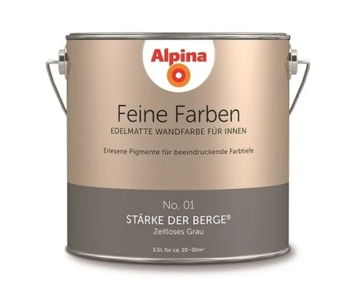 ALPINA Feine Farben Dunkelgrau 2,5L - Hochwertige Wandfarbe in edlem Dunkelgrau, ideal für Innenräume. Wasserbasierend und algenreistent – perfekt für Flur, Garage und Wohnzimmer.
