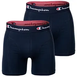 Champion Herren Boxershorts, 2er Pack - Baumwolle, Logobund, einfarbig Marine S