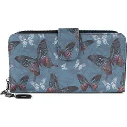 styleBREAKER Damen Geldbörse mit buntem Schmetterling Muster, Vintage Design, Reißverschluss, Portemonnaie 02040156 - Petrol